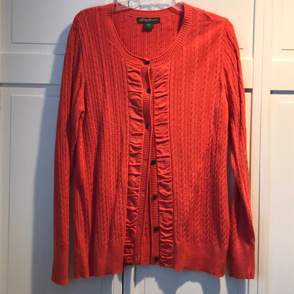 EDDIE BAUER Coral/Orange Cardigan
